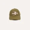 Green Pigeon Appliqué Emblem Cotton-Linen Baseball Cap -Drakes Shop DR1AG224068 01 400 1