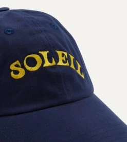 Navy Soleil Cotton Twill Baseball Cap -Drakes Shop DR1AG224069 01 250 2