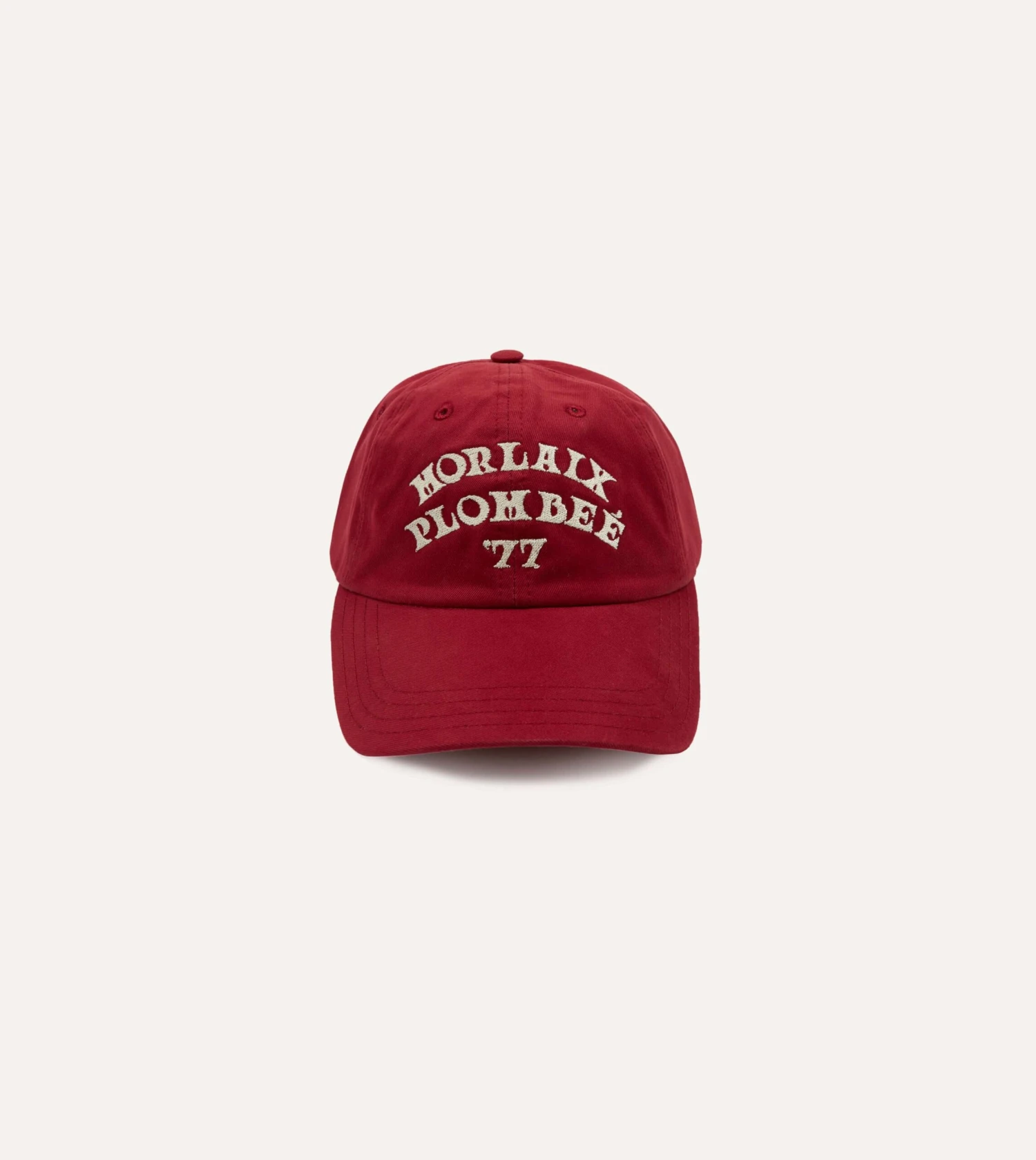 Red Morlaix Plombeé '77 Cotton Twill Baseball Cap 3 Red Morlaix Plombeé '77 Cotton Twill Baseball Cap