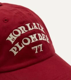 Red Morlaix Plombeé '77 Cotton Twill Baseball Cap 7 Red Morlaix Plombeé '77 Cotton Twill Baseball Cap -Drakes Shop DR1AG224070 01 700 2