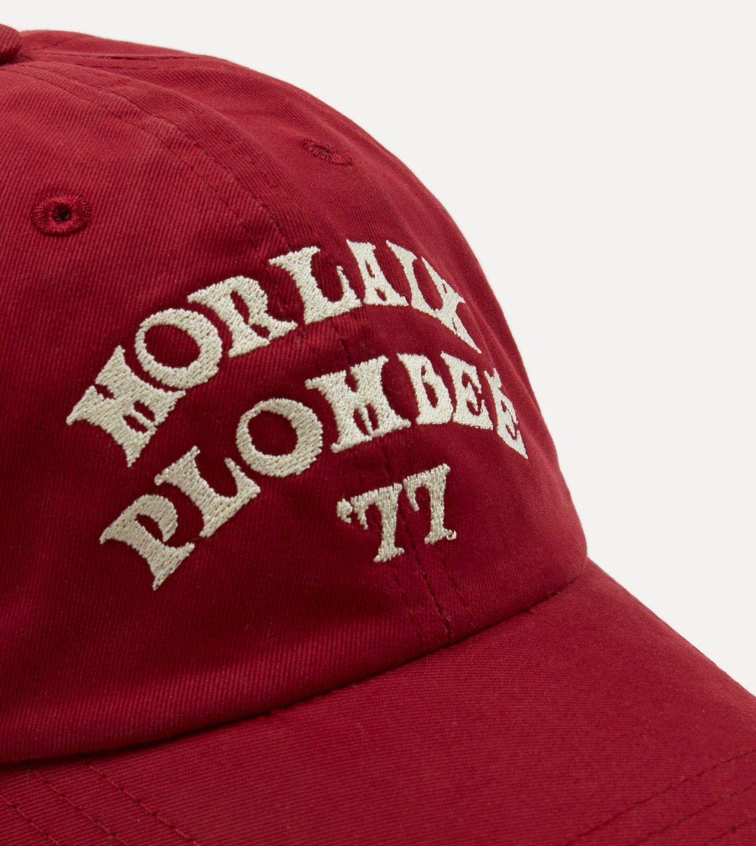 Red Morlaix Plombeé '77 Cotton Twill Baseball Cap 5 Red Morlaix Plombeé '77 Cotton Twill Baseball Cap - Image 3