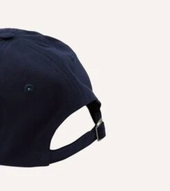 Navy Madras 'D' Appliqué Cotton Twill Baseball Cap 6 Navy Madras 'D' Appliqué Cotton Twill Baseball Cap -Drakes Shop DR1AG224072 01 400 2