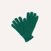 Green Lambswool Ribbed Knitted Gloves -Drakes Shop DR1AH023782 04400 1