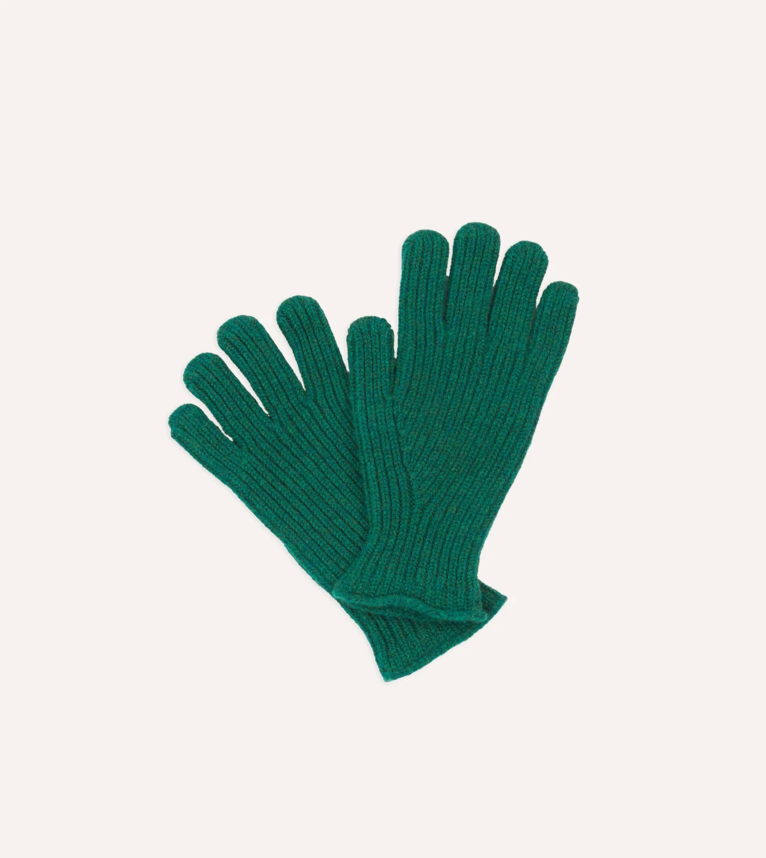 Green Lambswool Ribbed Knitted Gloves 3 Green Lambswool Ribbed Knitted Gloves
