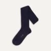 Light Navy Wool Over-the-Calf Socks -Drakes Shop DR1AJ121425 08250 1
