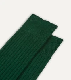 Green Wool Over-the-Calf Socks -Drakes Shop DR1AJ121425 13400 3