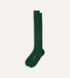 Green Wool Over-the-Calf Socks -Drakes Shop DR1AJ121425 13400 4