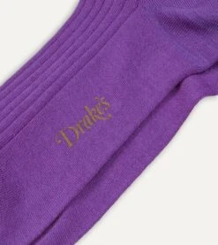 Lilac Wool Over-the-Calf Socks -Drakes Shop DR1AJ121425 19900 2