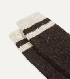 Brown Striped Donegal Wool Socks 7 Brown Striped Donegal Wool Socks -Drakes Shop DR1AJ2 22229 06 300 2