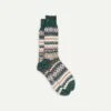 Green Fair Isle Wool Cotton Socks -Drakes Shop DR1AJ2 22231 03 660 1
