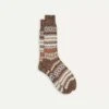 Brown Fair Isle Wool Cotton Socks 1 Brown Fair Isle Wool Cotton Socks -Drakes Shop DR1AJ2 22231 05 660 1