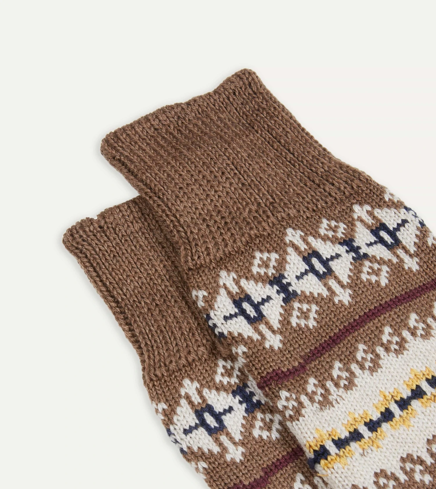 Brown Fair Isle Wool Cotton Socks 5 Brown Fair Isle Wool Cotton Socks - Image 3