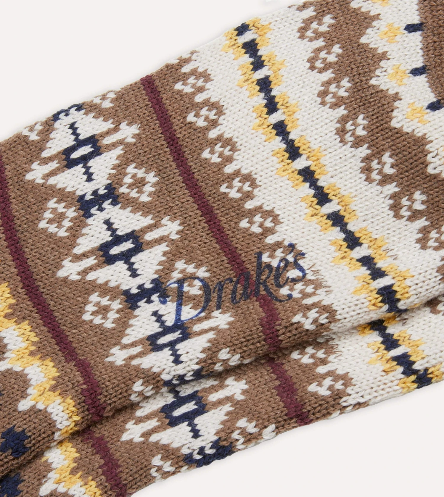 Brown Fair Isle Wool Cotton Socks 4 Brown Fair Isle Wool Cotton Socks - Image 2