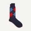 Navy Argyle Wool Cotton Socks -Drakes Shop DR1AJ2 22802 01 251 1 LR