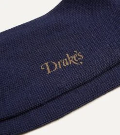 Navy Argyle Wool Cotton Socks -Drakes Shop DR1AJ2 22802 01 251 2 LR