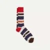 Red And Navy Cotton Striped Sports Socks