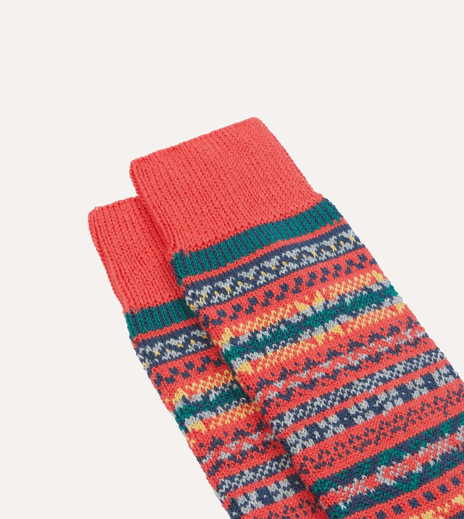 RoToTo Red Cotton Fair Isle Socks 4 RoToTo Red Cotton Fair Isle Socks - Image 2