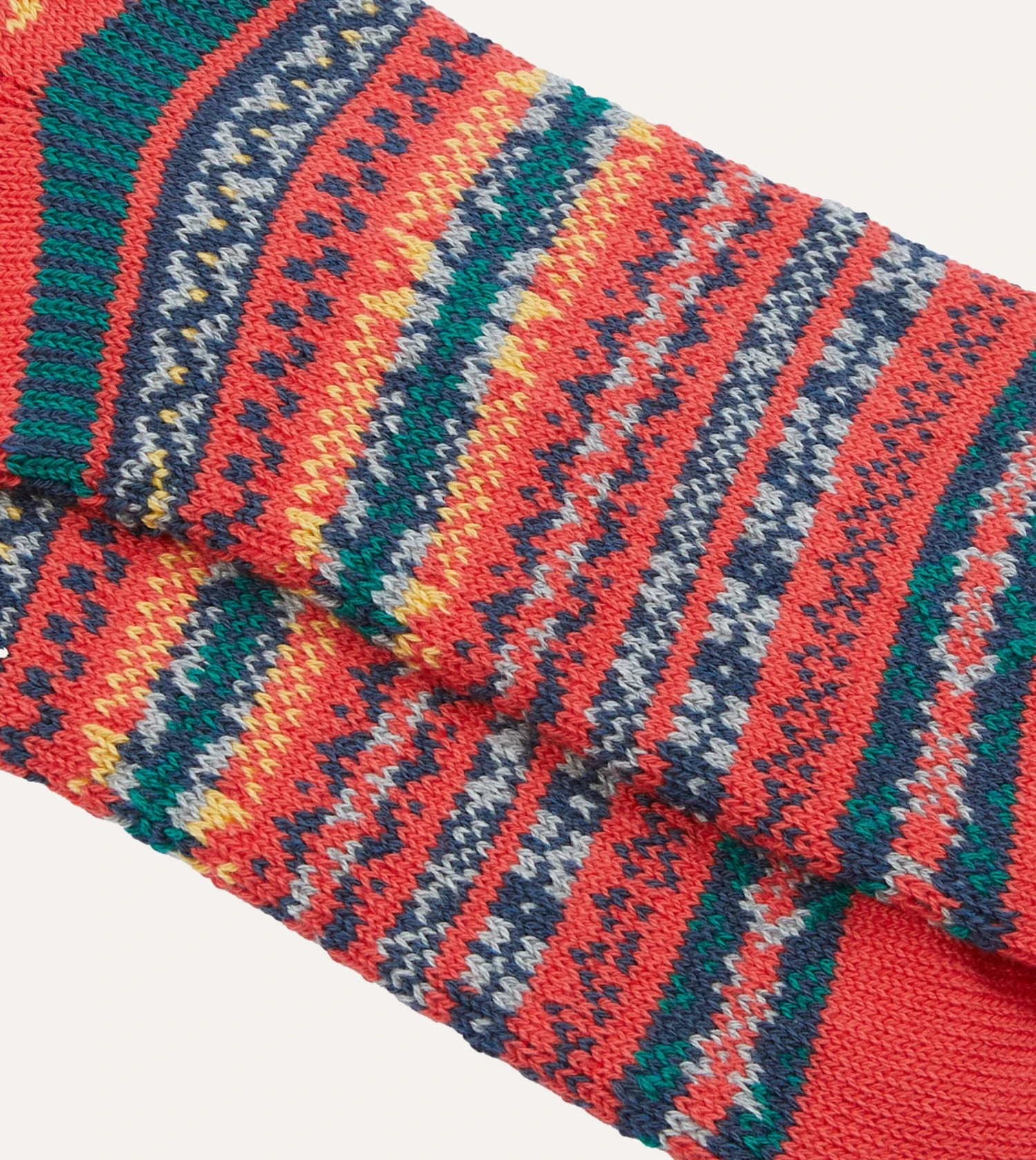 RoToTo Red Cotton Fair Isle Socks 5 RoToTo Red Cotton Fair Isle Socks - Image 3