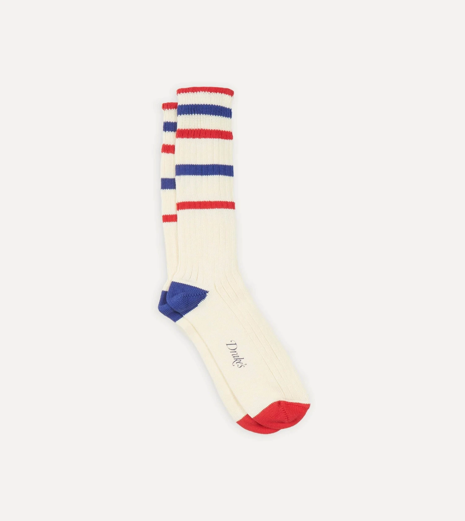 Ecru, Red And Navy Striped Sport Socks 3 Ecru, Red And Navy Striped Sport Socks