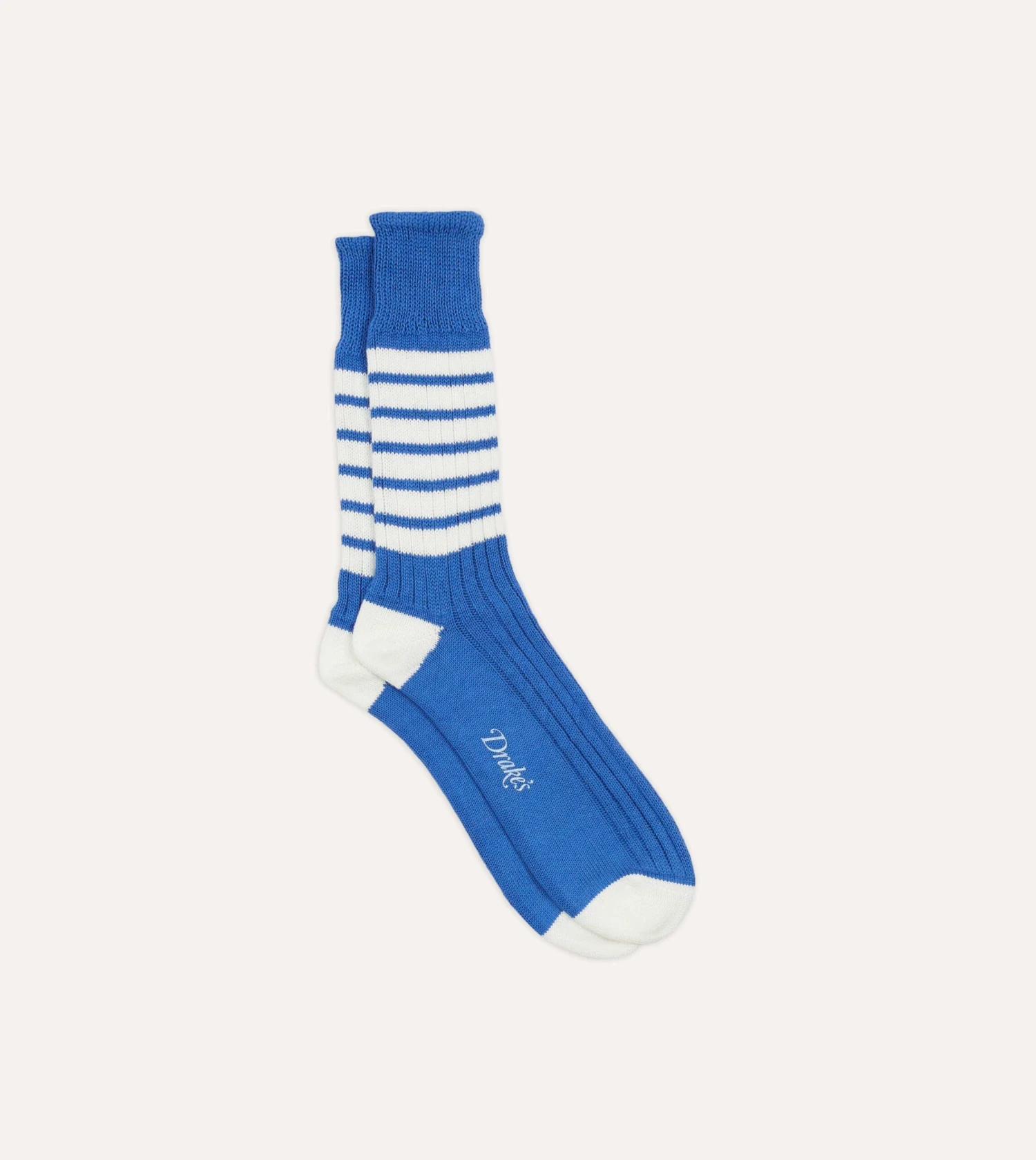 Blue And White Striped Cotton Sports Sock 3 Blue And White Striped Cotton Sports Sock