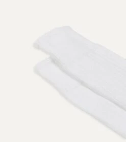 White Cotton Sports Socks -Drakes Shop DR1AJ322413 02000 3