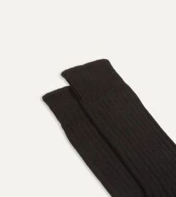 Black Cotton Sports Socks -Drakes Shop DR1AJ322413 04100 3