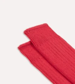 Red Cotton Sports Socks -Drakes Shop DR1AJ322413 06700 3