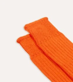 Orange Cotton Sports Socks -Drakes Shop DR1AJ322413 09500 3