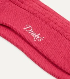 Dark Pink Cotton Sports Socks -Drakes Shop DR1AJ322413 14990 2