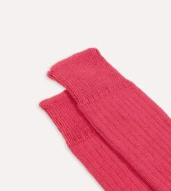 Dark Pink Cotton Sports Socks -Drakes Shop DR1AJ322413 14990 3