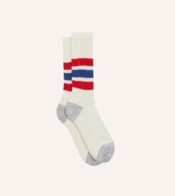 RoToTo Red And Blue Cotton Crew Socks
