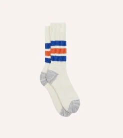 RoToTo Blue And Orange Cotton Crew Socks