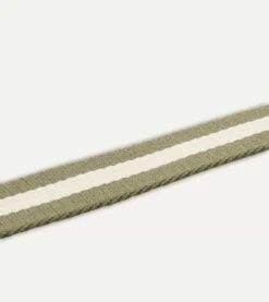 Olive And Ecru Stripe Webbing And Leather Belt With Brass Buckle 11 Olive And Ecru Stripe Webbing And Leather Belt With Brass Buckle -Drakes Shop DR1AK121918 02402 4