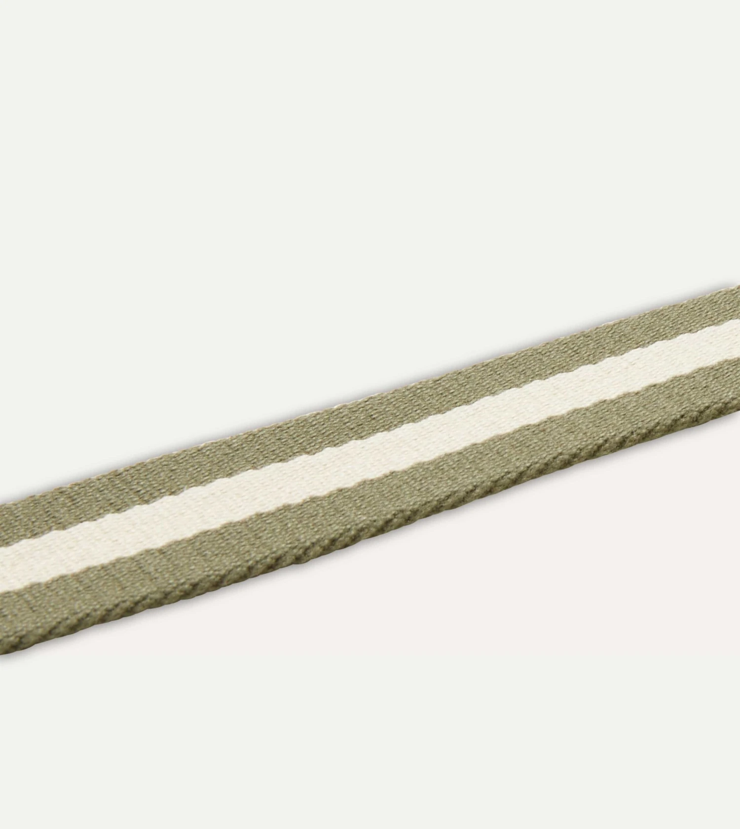 Olive And Ecru Stripe Webbing And Leather Belt With Brass Buckle 6 Olive And Ecru Stripe Webbing And Leather Belt With Brass Buckle - Image 4