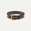 Dark Brown Unlined Bridle Leather Belt With Brass Buckle -Drakes Shop DR1AK121920 01300 1