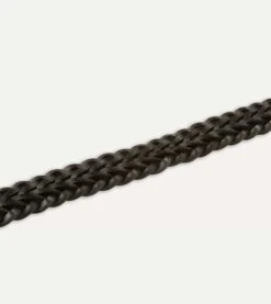 Black Plaited Bridle Leather Belt With Brass Buckle -Drakes Shop DR1AK121921 02100 4