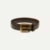 Dark Brown Fully Lined Bridle Leather Belt With Brass Buckle -Drakes Shop DR1AK121922 01300 1