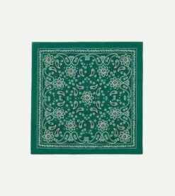 Green Paisley Print Cotton Bandana