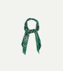 Green Paisley Print Cotton Bandana -Drakes Shop DR1Ad022223 02401 4