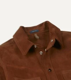 Brown Roughout Suede Overshirt -Drakes Shop DR2A1A21601 01300 3