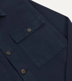 Navy Cotton Field Shirt -Drakes Shop DR2A1A24008 01250 4