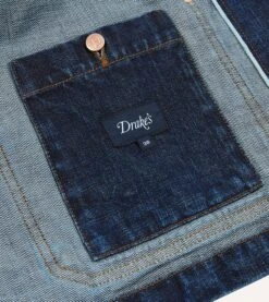 Stone Wash Selvedge Denim Five-Pocket Chore Jacket -Drakes Shop DR2A1B 20387 03 200 7