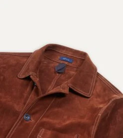 Rust Heavyweight Suede Five-Pocket Chore Jacket -Drakes Shop DR2A1B19520 01700 3