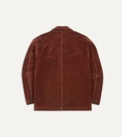 Rust Heavyweight Suede Five-Pocket Chore Jacket -Drakes Shop DR2A1B19520 01700 5