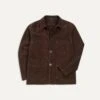 Chocolate Brown Heavyweight Suede Five-Pocket Chore Jacket -Drakes Shop DR2A1B19520 02300 1