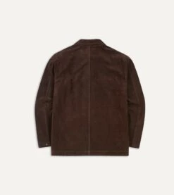 Chocolate Brown Heavyweight Suede Five-Pocket Chore Jacket -Drakes Shop DR2A1B19520 02300 7