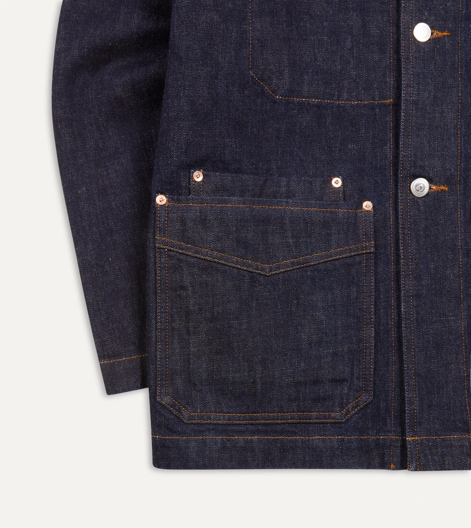 Indigo Rinse Denim Five-Pocket Chore Jacket 5 Indigo Rinse Denim Five-Pocket Chore Jacket - Image 3