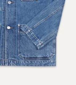 Bleach Wash Selvedge Denim Five-Pocket Chore Jacket -Drakes Shop DR2A1B20387 02200 3
