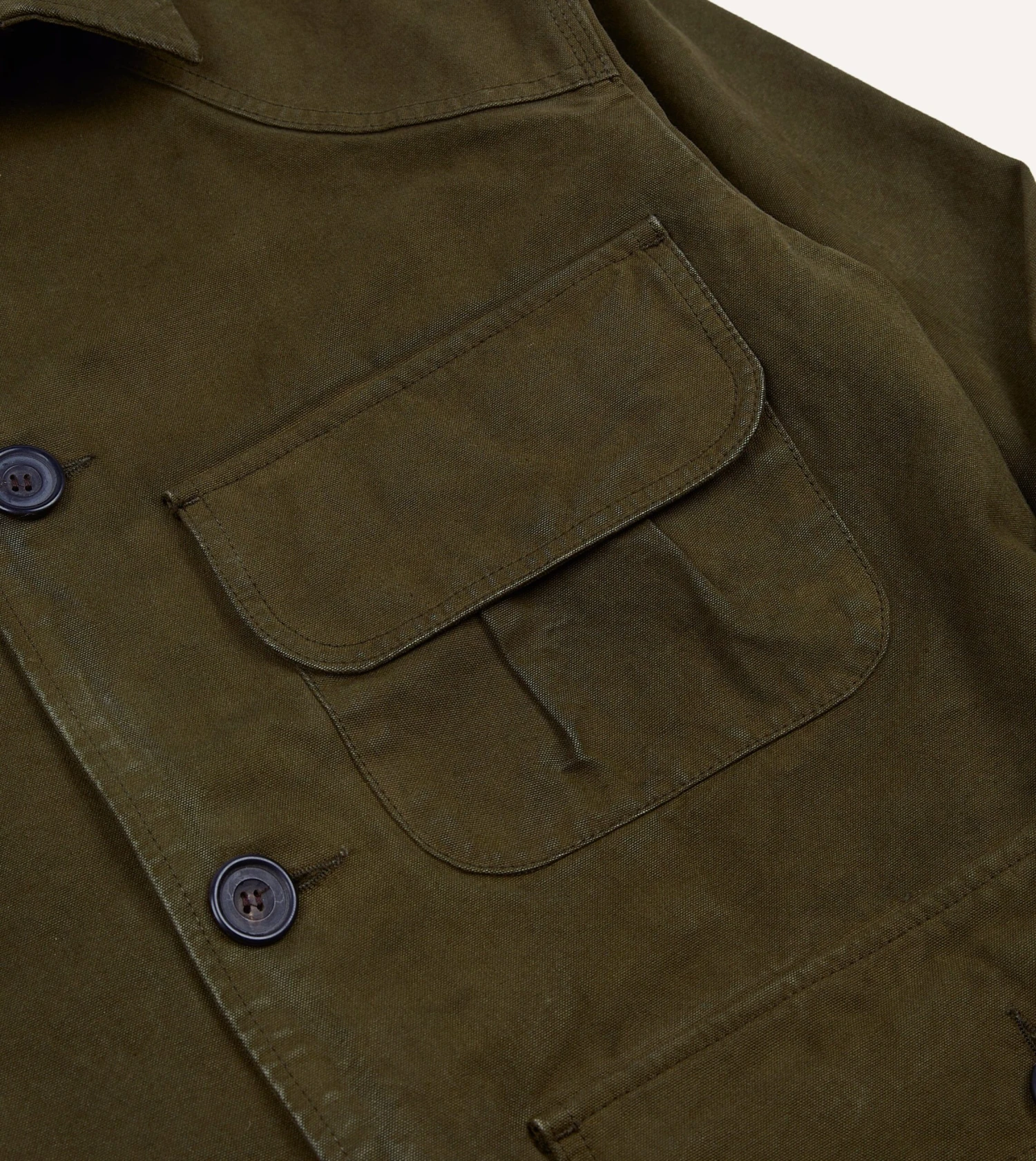 Olive Green Cotton Canvas Chasseur Jacket 6 Olive Green Cotton Canvas Chasseur Jacket - Image 4