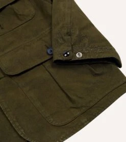 Olive Green Cotton Canvas Chasseur Jacket 18 Olive Green Cotton Canvas Chasseur Jacket -Drakes Shop DR2A1B22022 01300 5